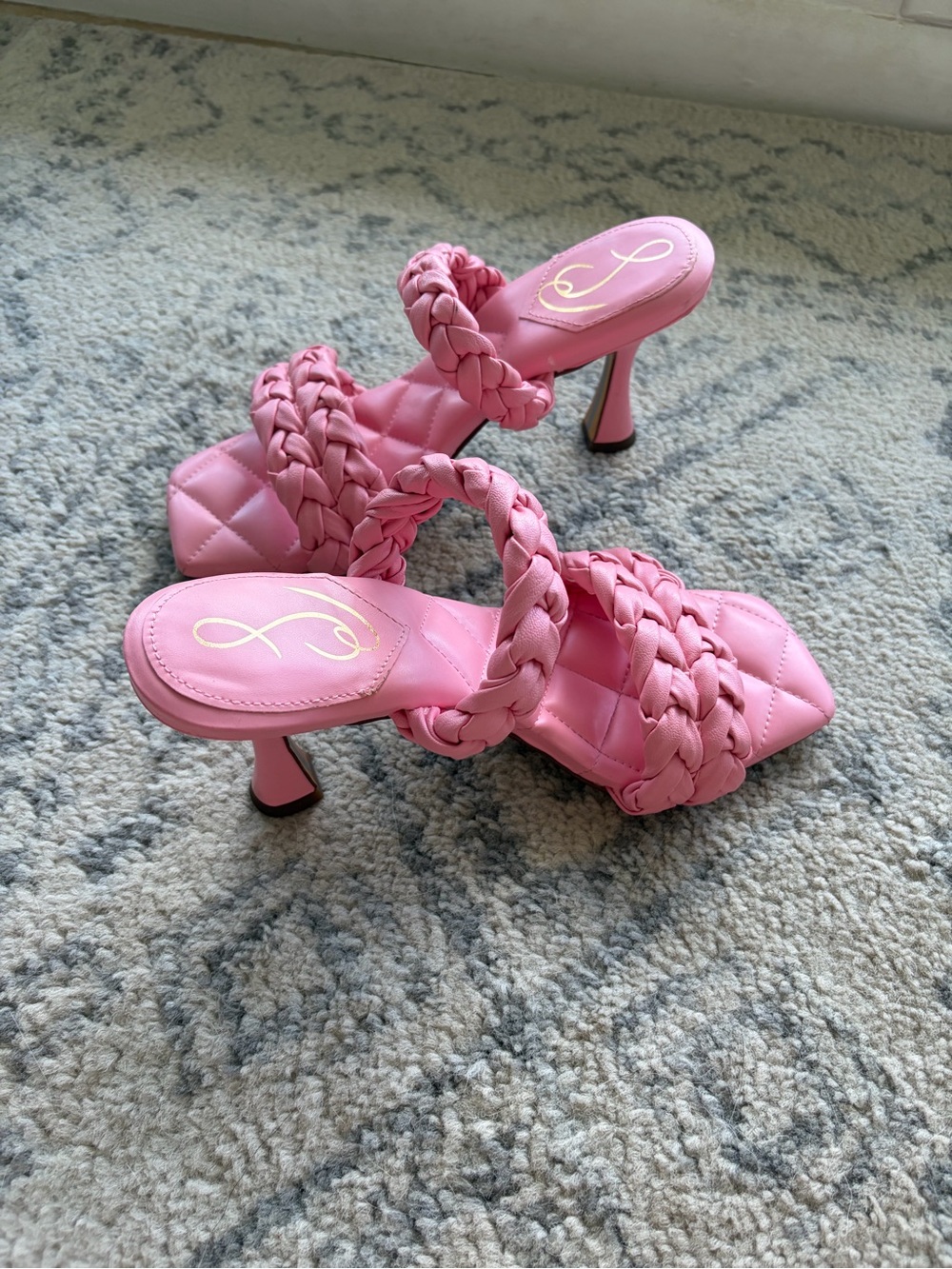 Sam Edelman Pink Braided Quilted Heeled Sandals
